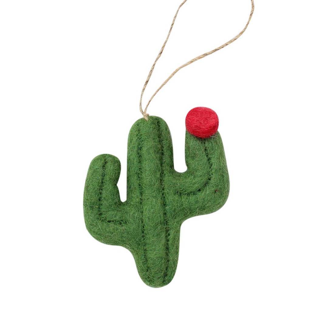 Cactus Felt Ornament in Flat Design (Sage Color) - Global Groove (H) - TheHomeToGo