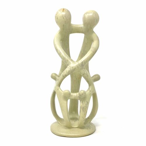 Natural 8-inch Tall Soapstone Family Sculpture - 2 Parents 4 Children - Smolart - TheHomeToGo