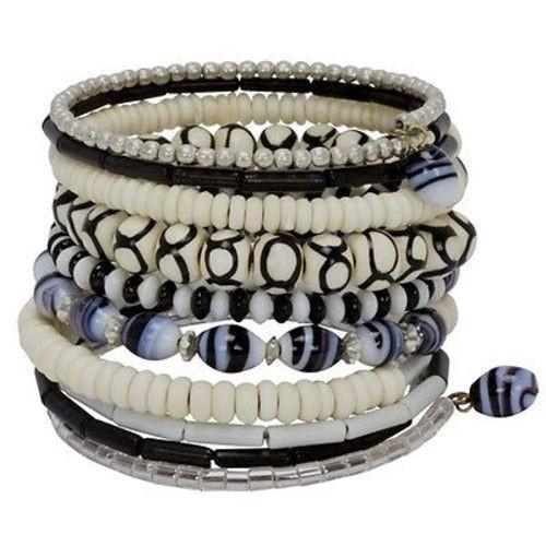 Ten Turn Bead and Bone Bracelet - Black & White - CFM - TheHomeToGo