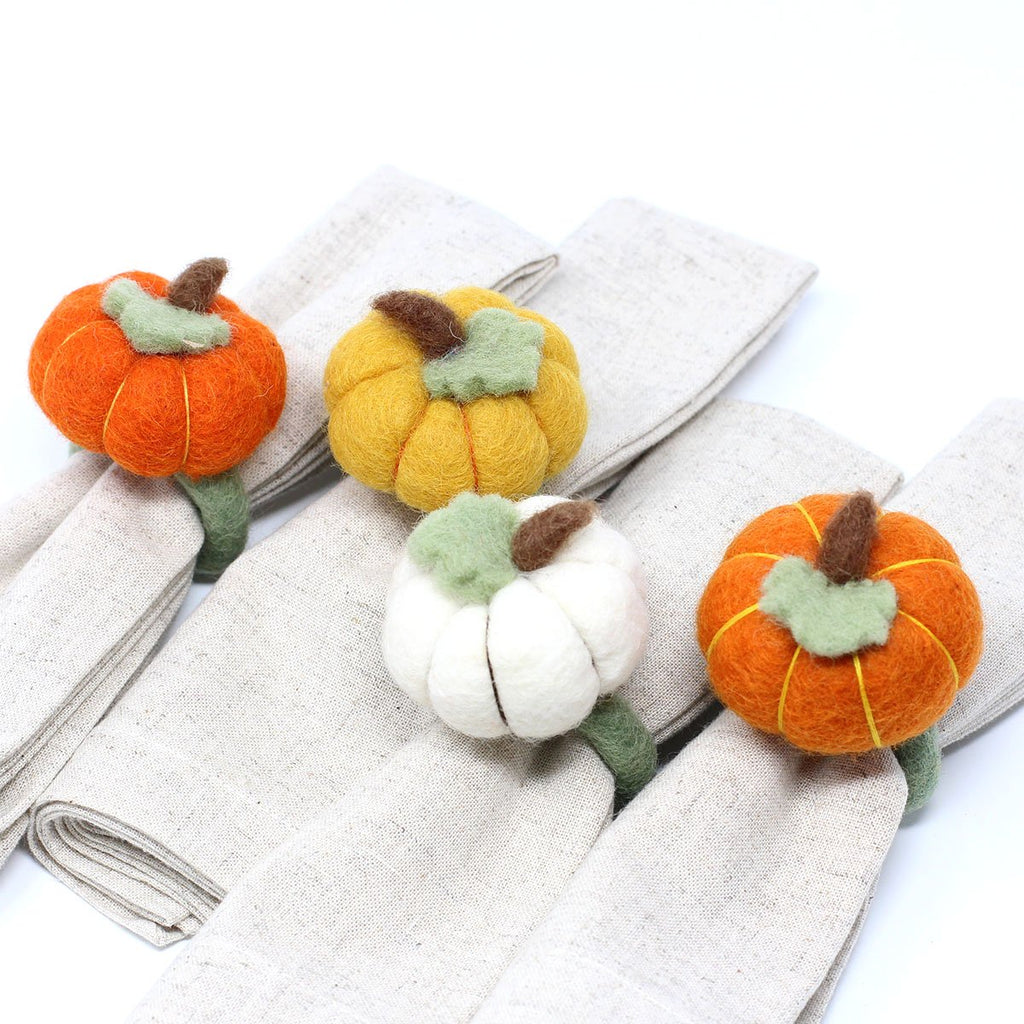 Pumpkin Napkin Rings - Set of Four Colors - Global Groove (T) - TheHomeToGo