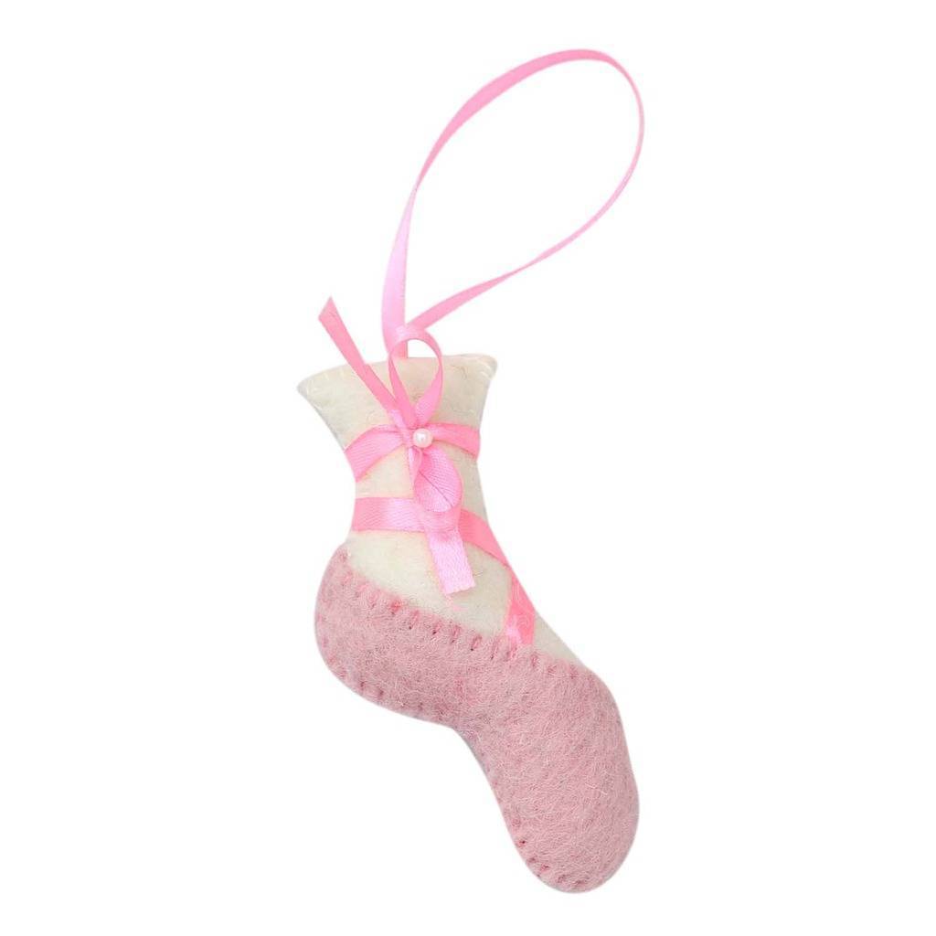 Pink Ballet Slipper Felt Ornament - Global Groove (H) - TheHomeToGo