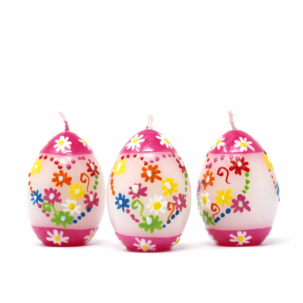 Hand-Painted Oval Votive Candles, Boxed Set of 3 (Mamako Design) - TheHomeToGo