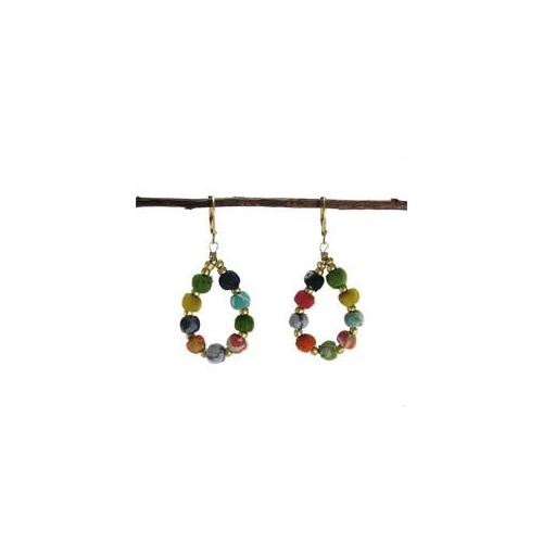 Kantha Beaded Teardrop Earrings - WorldFinds - TheHomeToGo