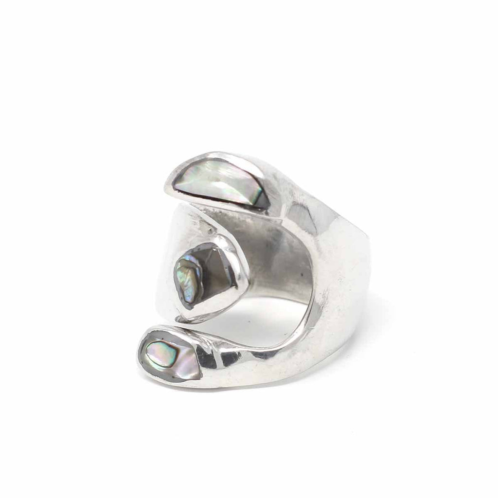 Alpaca Silver Wrap Ring, Abalone - Size 7 - TheHomeToGo