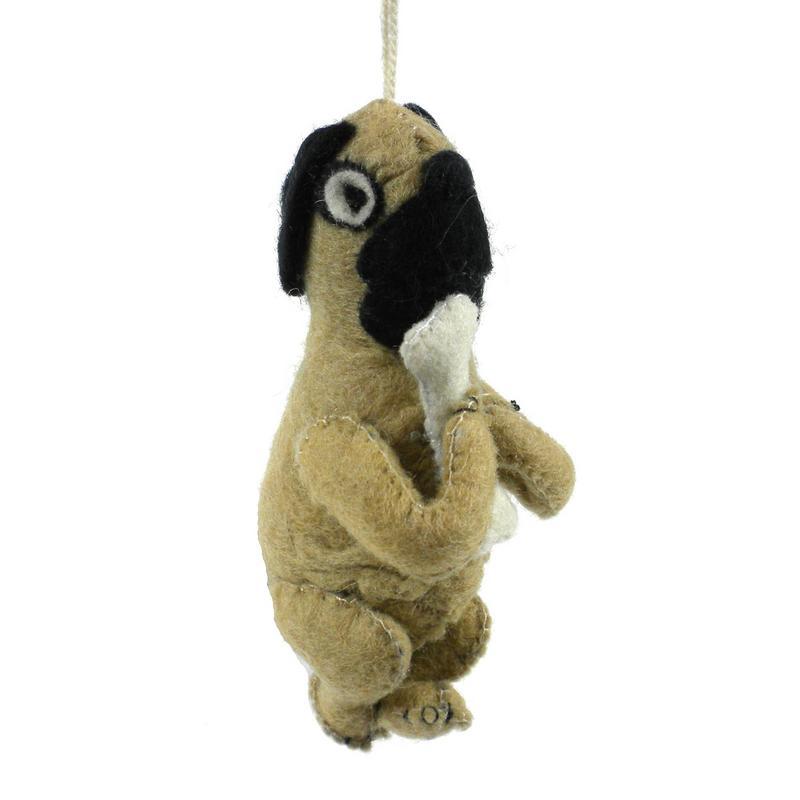 Felt Pug Dog Ornament - Silk Road Bazaar (O) - TheHomeToGo