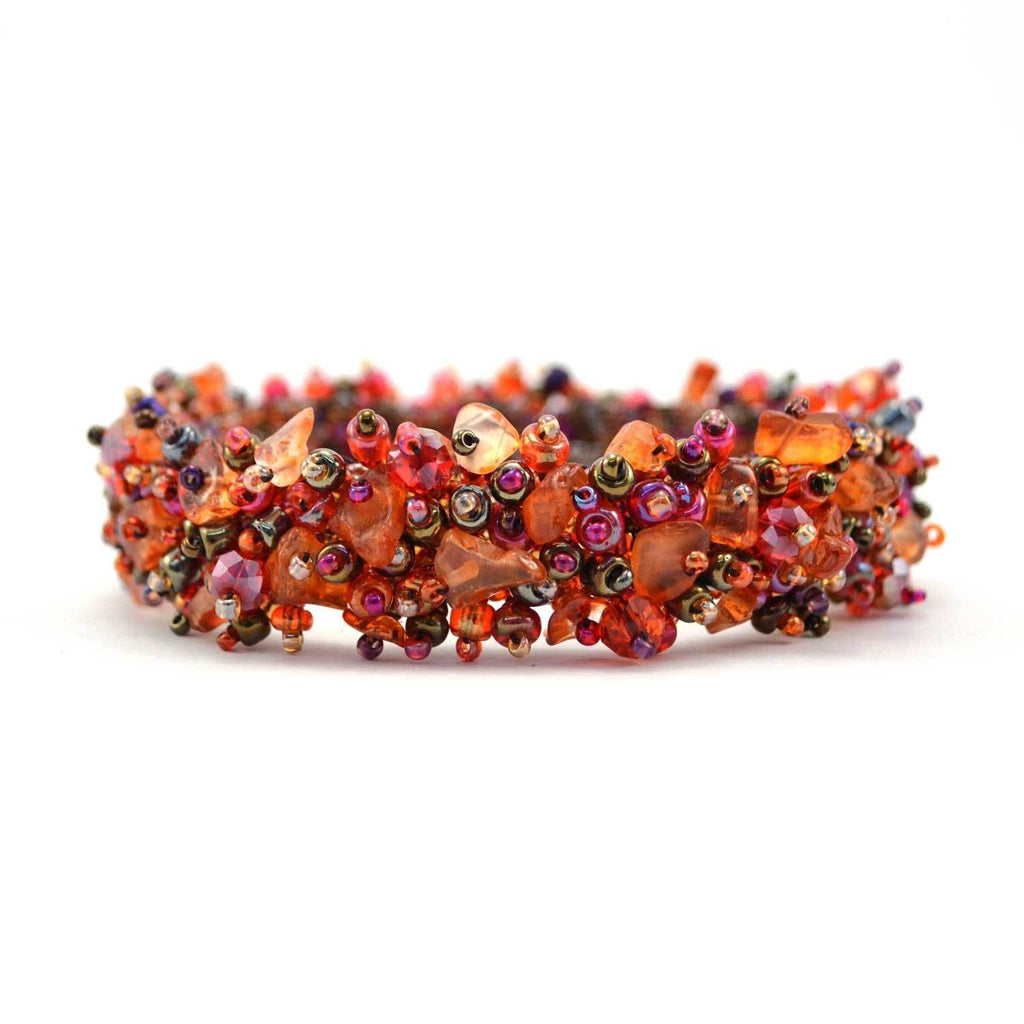 Magnetic Stone Caterpillar Bracelet - Merlot - Lucias Imports (J) - TheHomeToGo