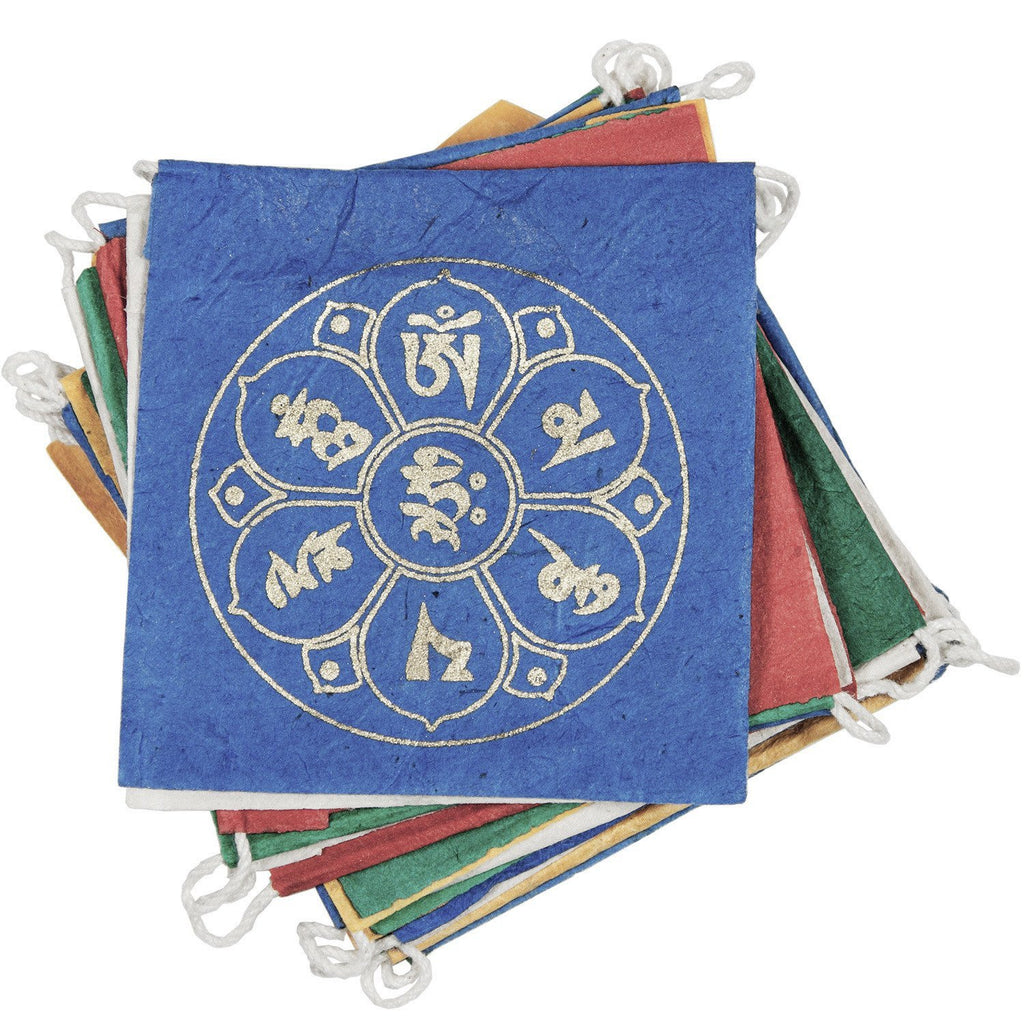 Paper Prayer Flag Om Lotus 8 ft. long - Tibet Collection - TheHomeToGo