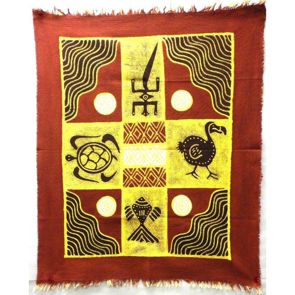 Four Creatures Batik in Red/Maroon - Tonga Textiles - TheHomeToGo