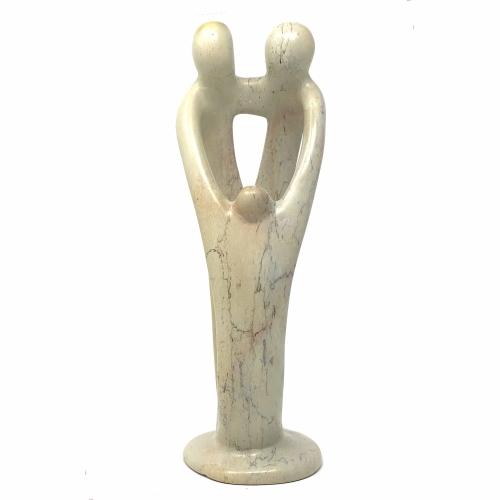 Natural 8-inch Tall Soapstone Family Sculpture - 2 Parents 1 Child - Smolart - TheHomeToGo