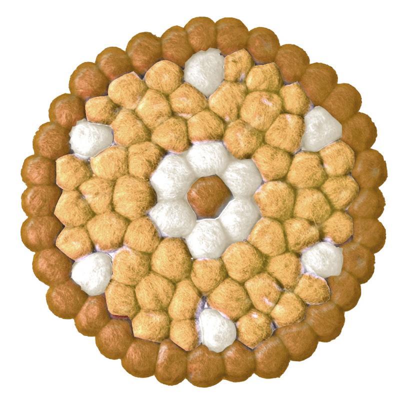 Hand Crafted Felt Ball Trivets from Nepal: Round Flower Design, Golds - Global Groove (T) - TheHomeToGo