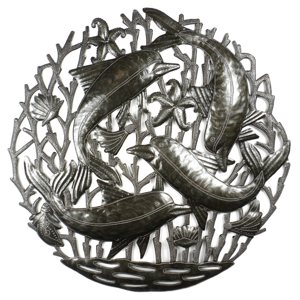 Pod of Dolphins Metal Wall Art - Croix des Bouquets - TheHomeToGo