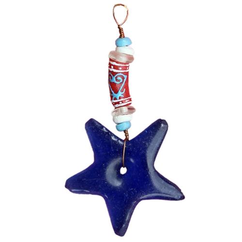 Adinkra Sankofa Star Ornament Blue - Global Mamas (H) - TheHomeToGo