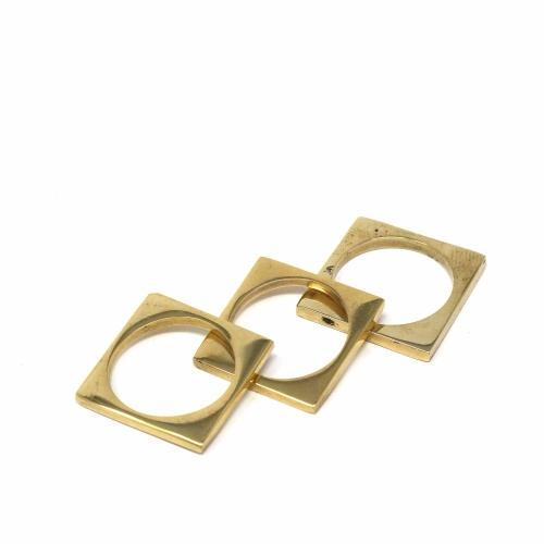 Rings: Brass Squares, Set of 3 - Size 8 - TheHomeToGo