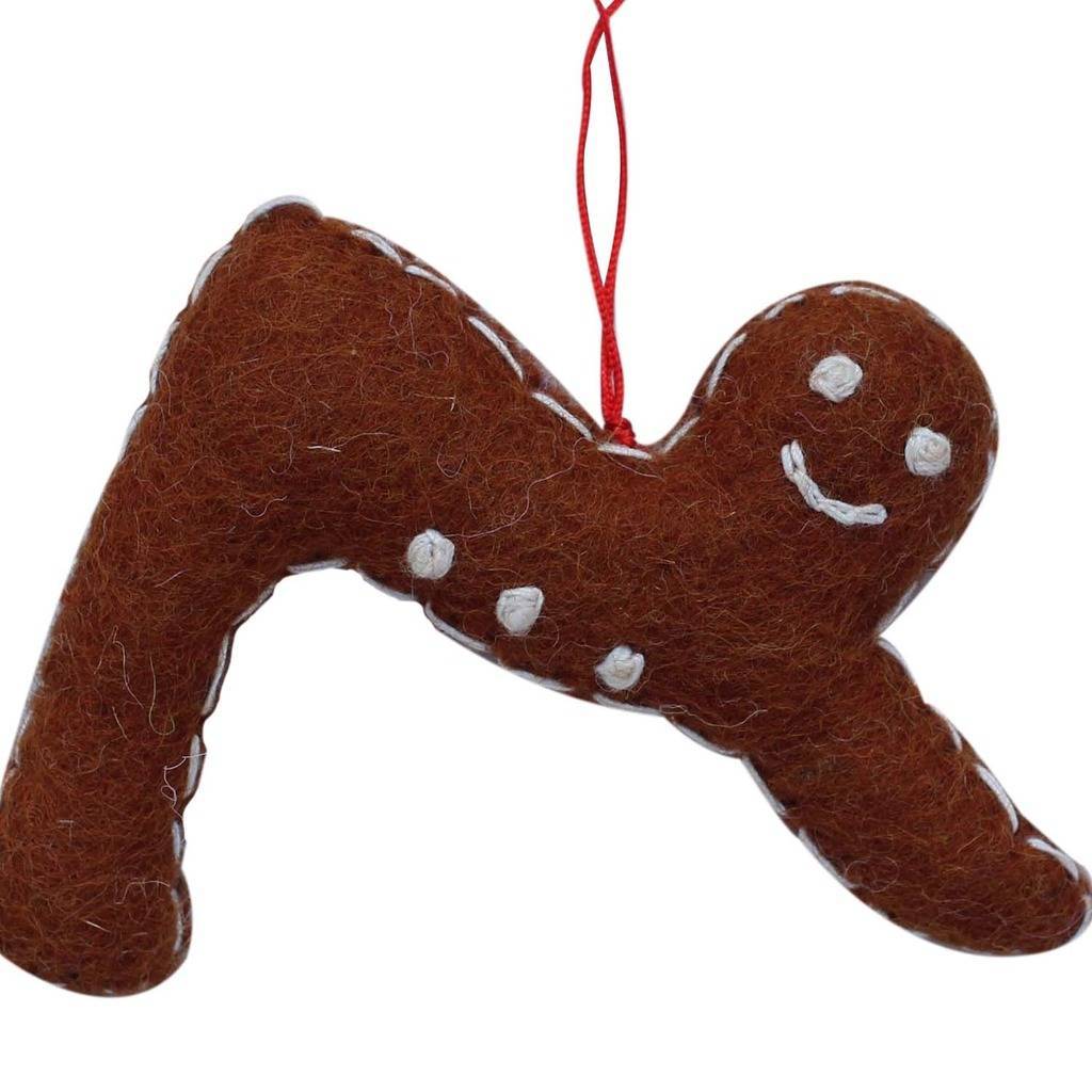 Gingerbread Yogi Felt Ornament - Downward Facing Dog Pose - Global Groove (H) - TheHomeToGo