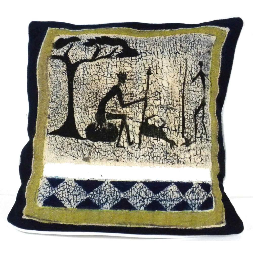 Handmade Hunting Batik Cushion Cover - Tonga Textiles - TheHomeToGo