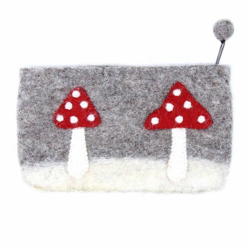 Handmade Felt Mushroom Clutch - Global Groove (P) - TheHomeToGo