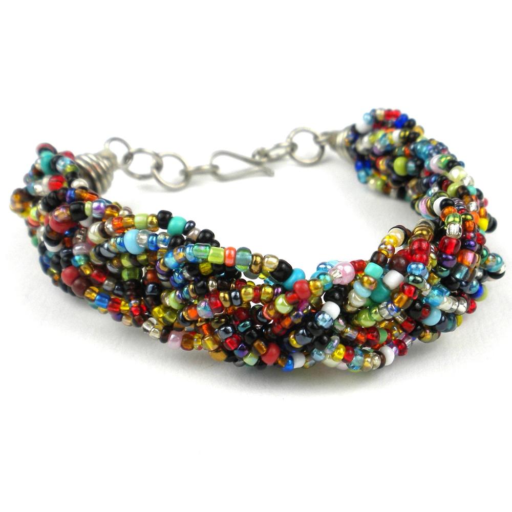 Multicolor Six Strand Braid Beaded Bracelet - Zakali Creations - TheHomeToGo