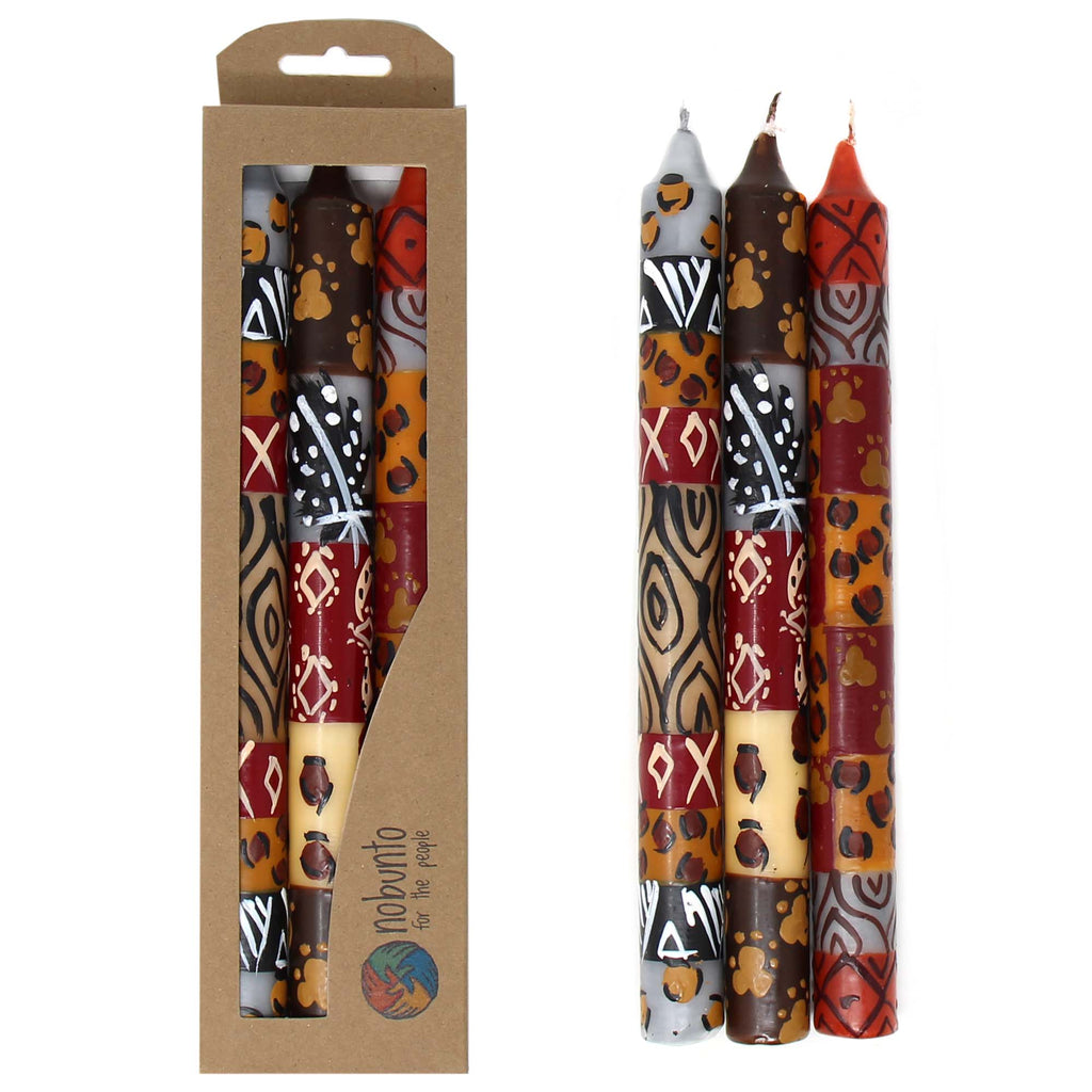 Set of Three Boxed Tall Hand-Painted Candles - Uzima Design - Nobunto - TheHomeToGo