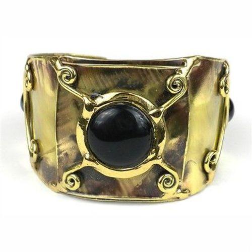 X Squared Onyx Cuff - Brass Images (C) - TheHomeToGo