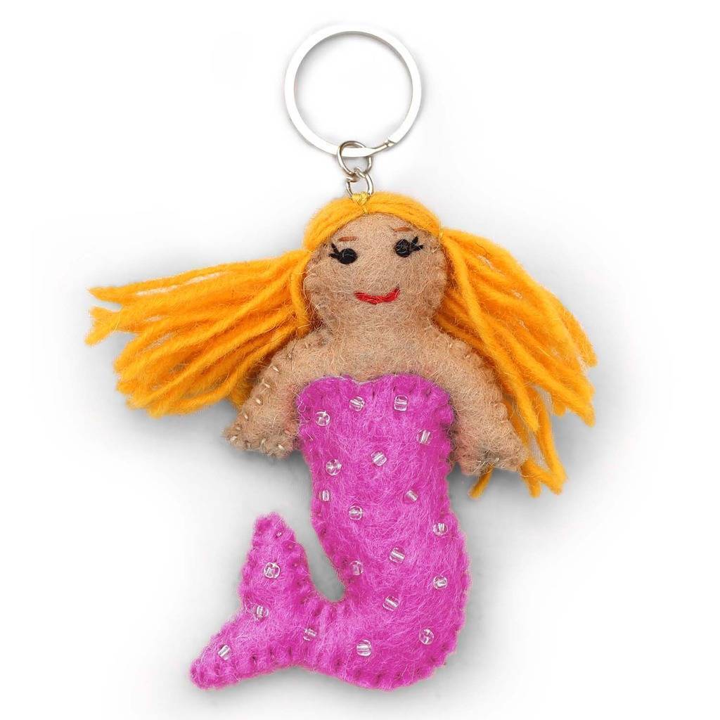 Pink Felt Mermaid Key Chain - Global Groove (A) - TheHomeToGo