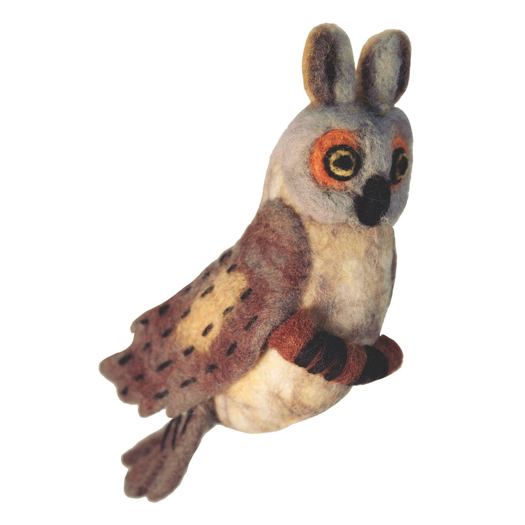 Felt Bird Garden Ornament - Great Horned Owl - Wild Woolies (G) - TheHomeToGo