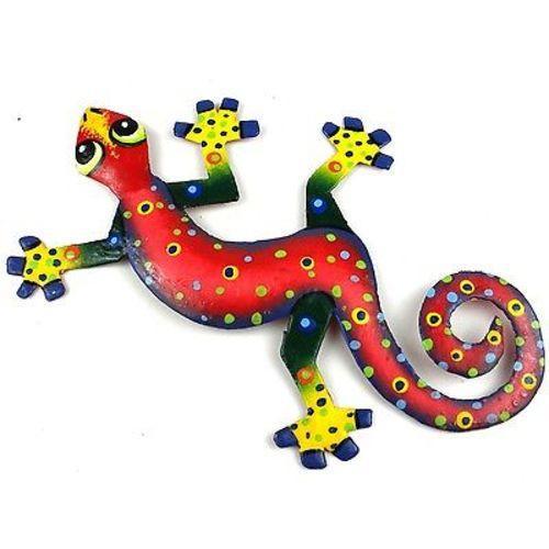 Eight Inch Red Confetti Metal Gecko - Caribbean Craft - TheHomeToGo