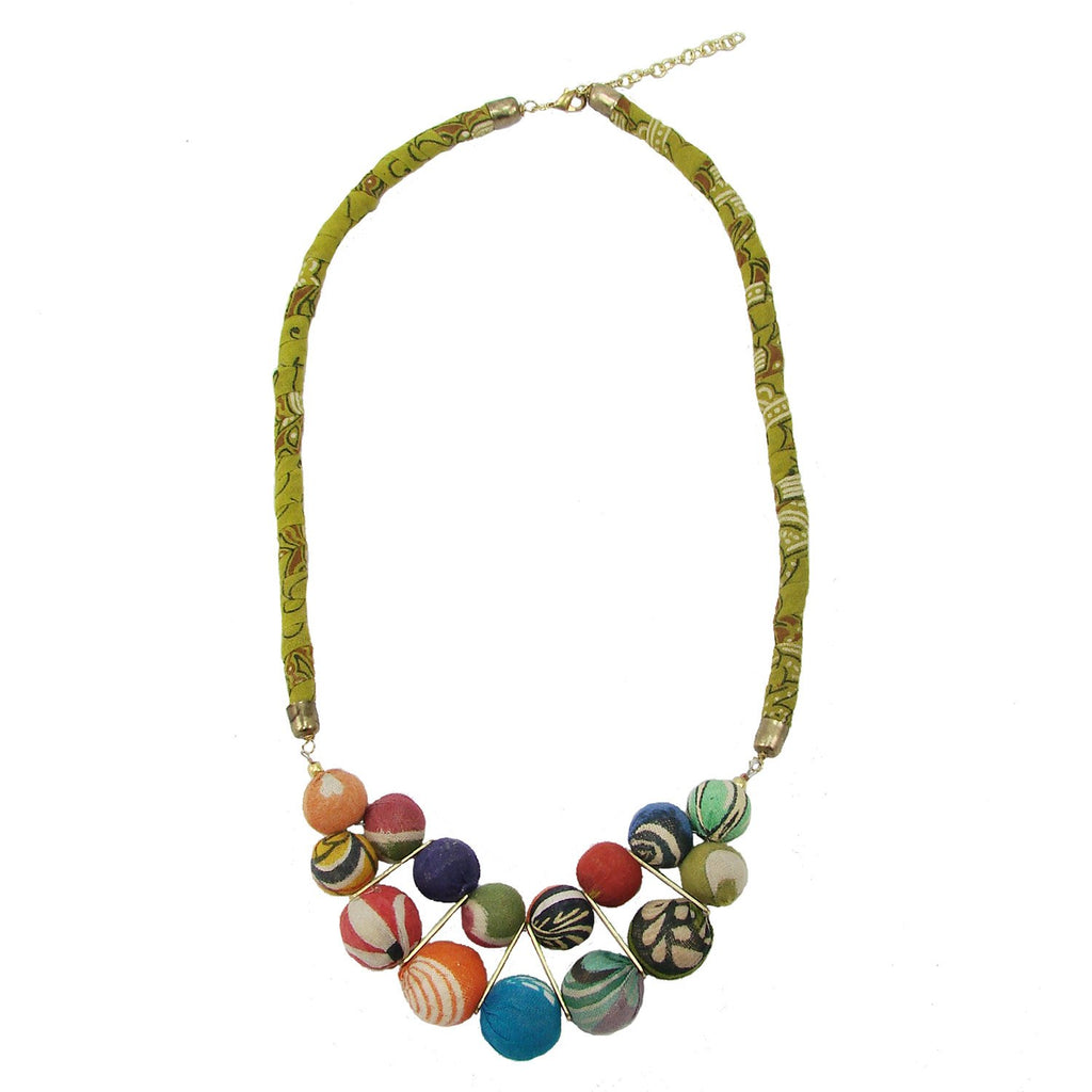 Kantha Beaded Bib Necklace - WorldFinds - TheHomeToGo