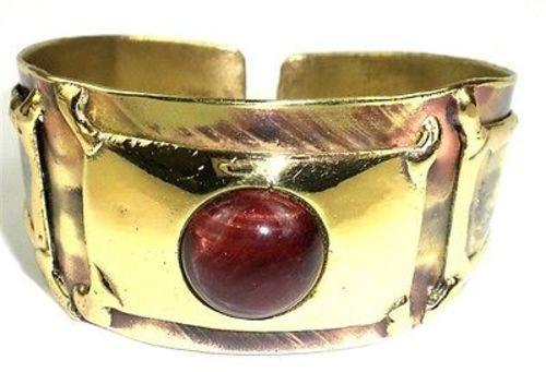 Red Tiger Eye Cuff - Brass Images (C) - TheHomeToGo