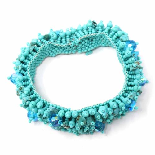 Magnetic Stone Caterpillar Bracelet Turquoise - Lucias Imports (J) - TheHomeToGo