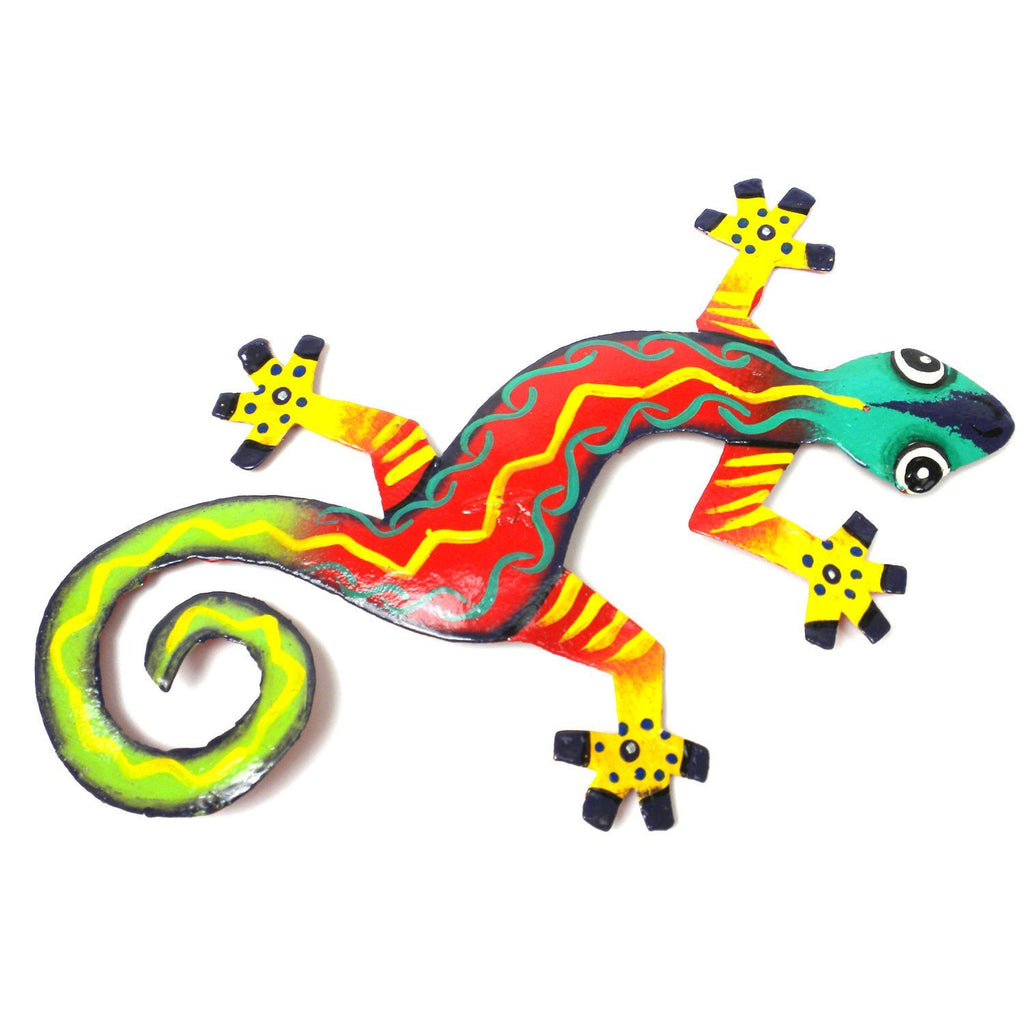 Eight Inch Tiger Feet Design Metal Gecko - Caribbean Craft - TheHomeToGo