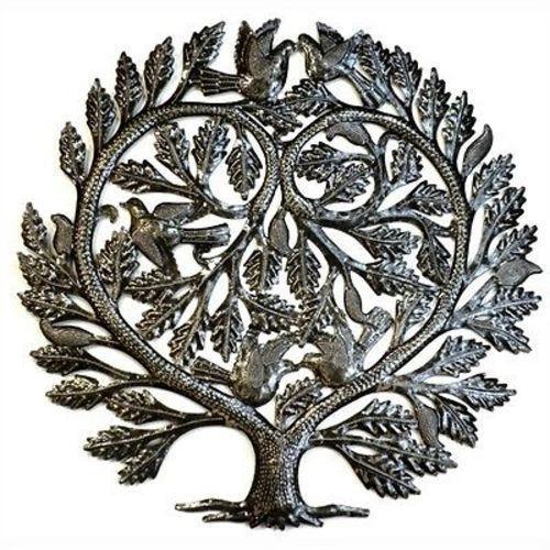 Steel Drum Art -  Lovers Heart 24 inch Tree of Life - Croix des Bouquets - TheHomeToGo