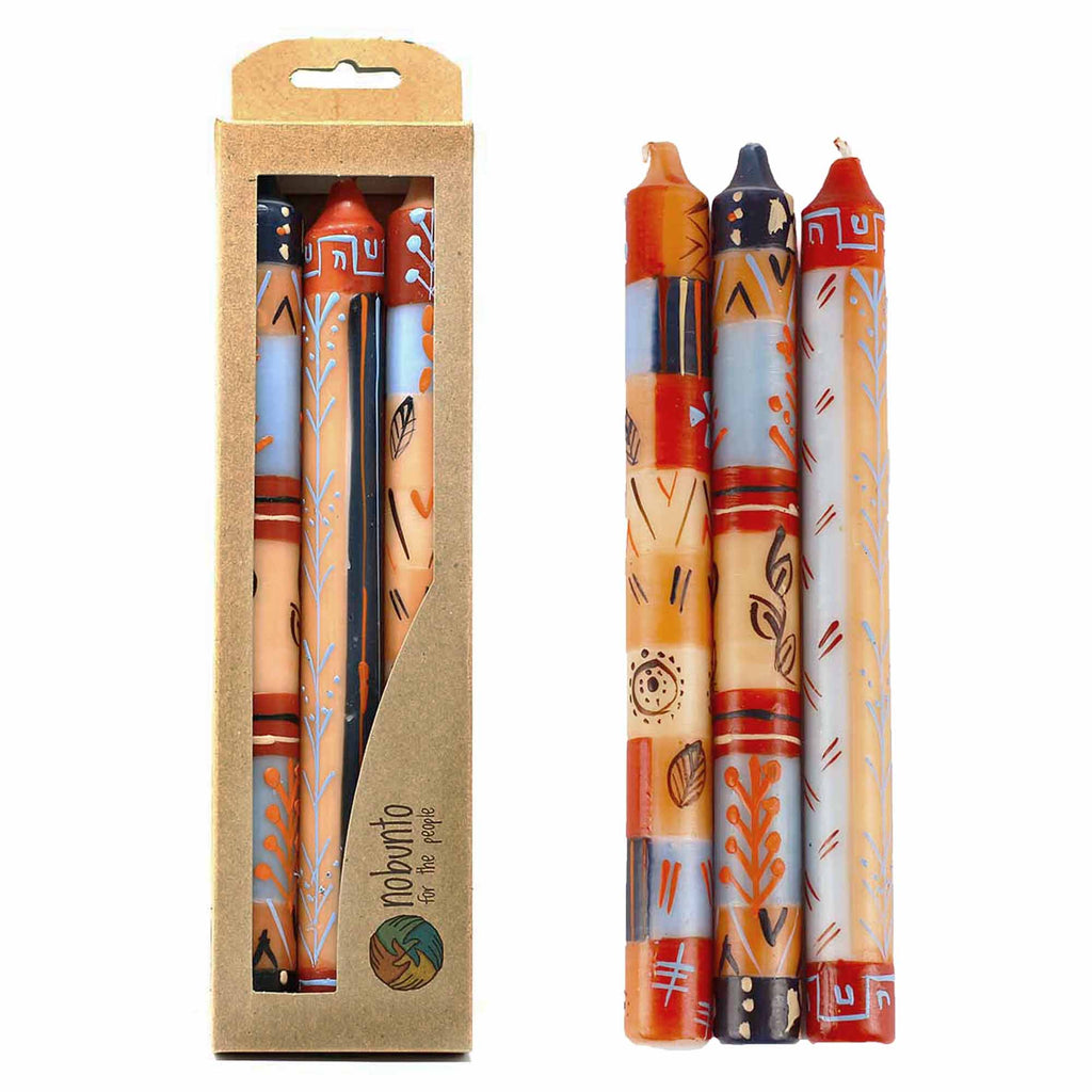 Hand Painted Candles in Uzushi Design (three tapers) - Nobunto - TheHomeToGo