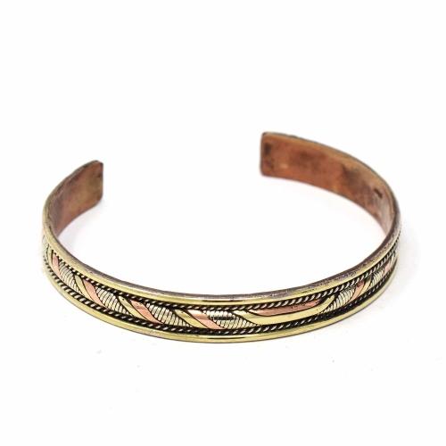 Copper and Brass Cuff Bracelet: Healing Twist - DZI (J) - TheHomeToGo