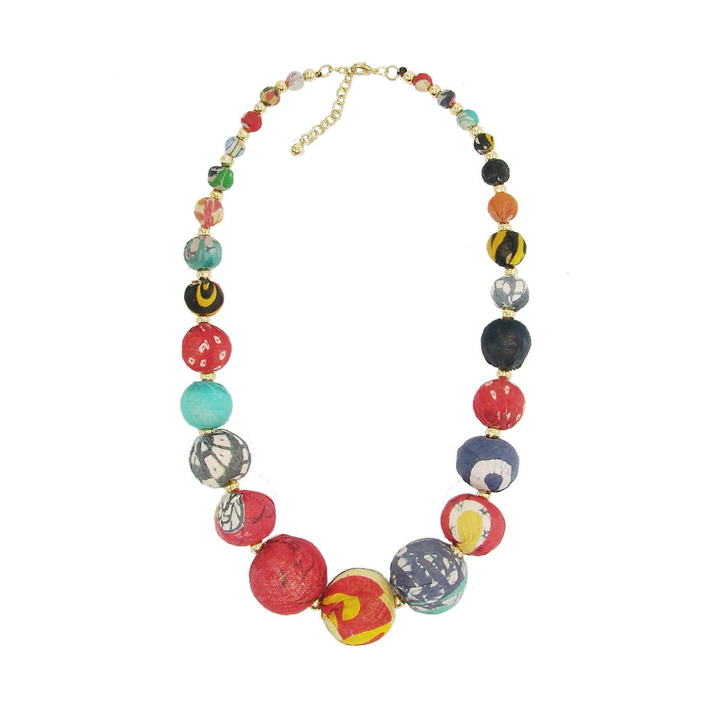 Kantha Graduated Bead Statement Necklace - WorldFinds - TheHomeToGo