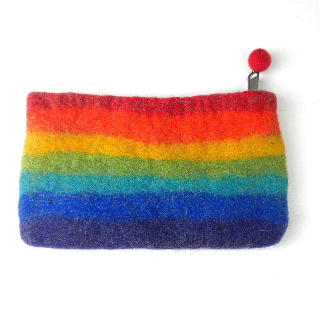 Handmade Felt Rainbow Clutch - Global Groove (P) - TheHomeToGo