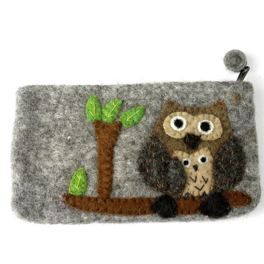 Handmade Tan Felted Owl Clutch - Global Groove (P) - TheHomeToGo