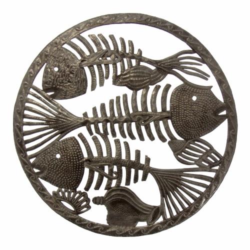 Round Fish Bones Metal Wall Art - Croix des Bouquets - TheHomeToGo