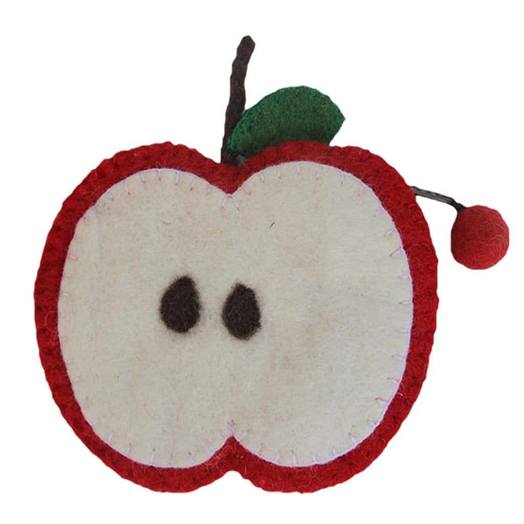 Handmade Felt Fruit Coin Purse - Apple - Global Groove (P) - TheHomeToGo