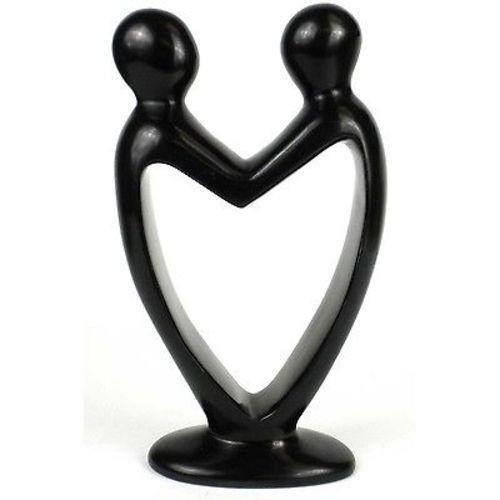 Handcrafted Soapstone Lover's Heart Sculpture in Black - Smolart - TheHomeToGo