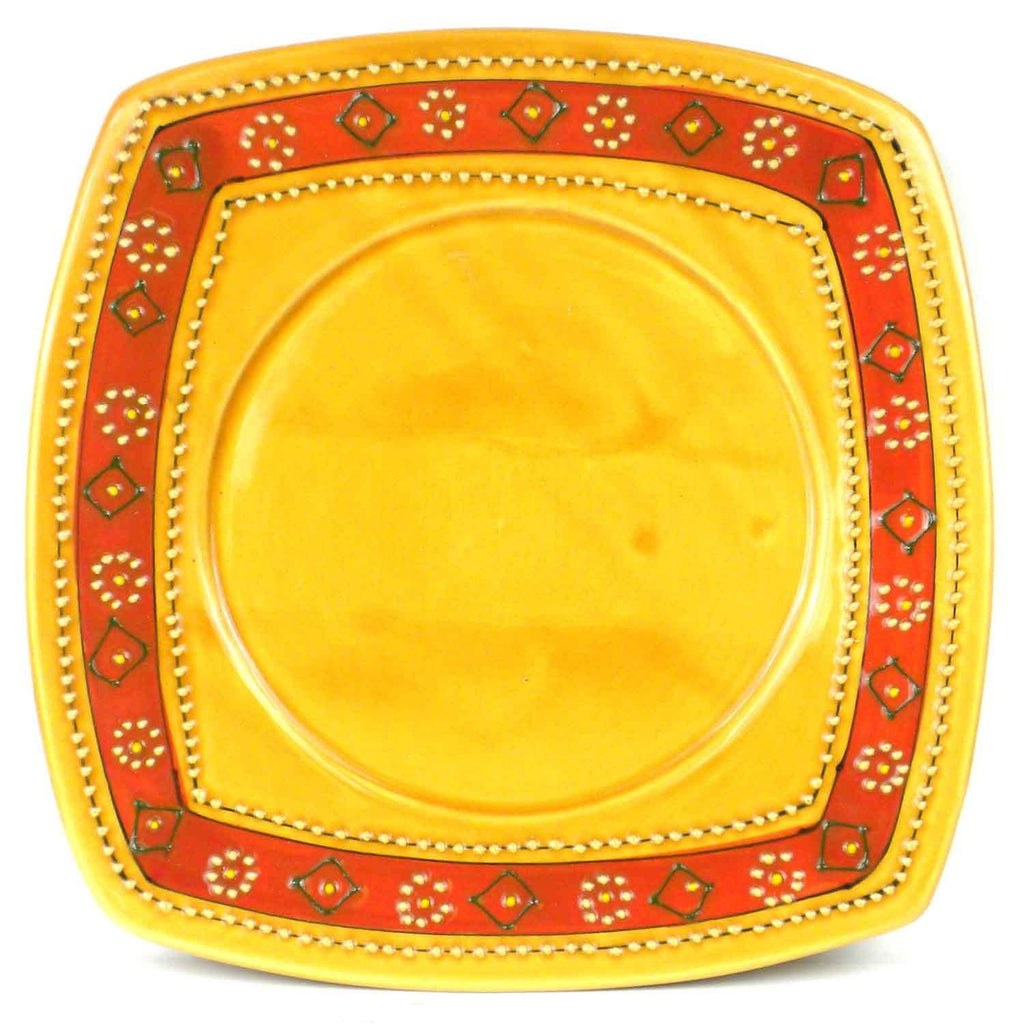 Hand-painted Square Plate in Honey - Encantada - TheHomeToGo