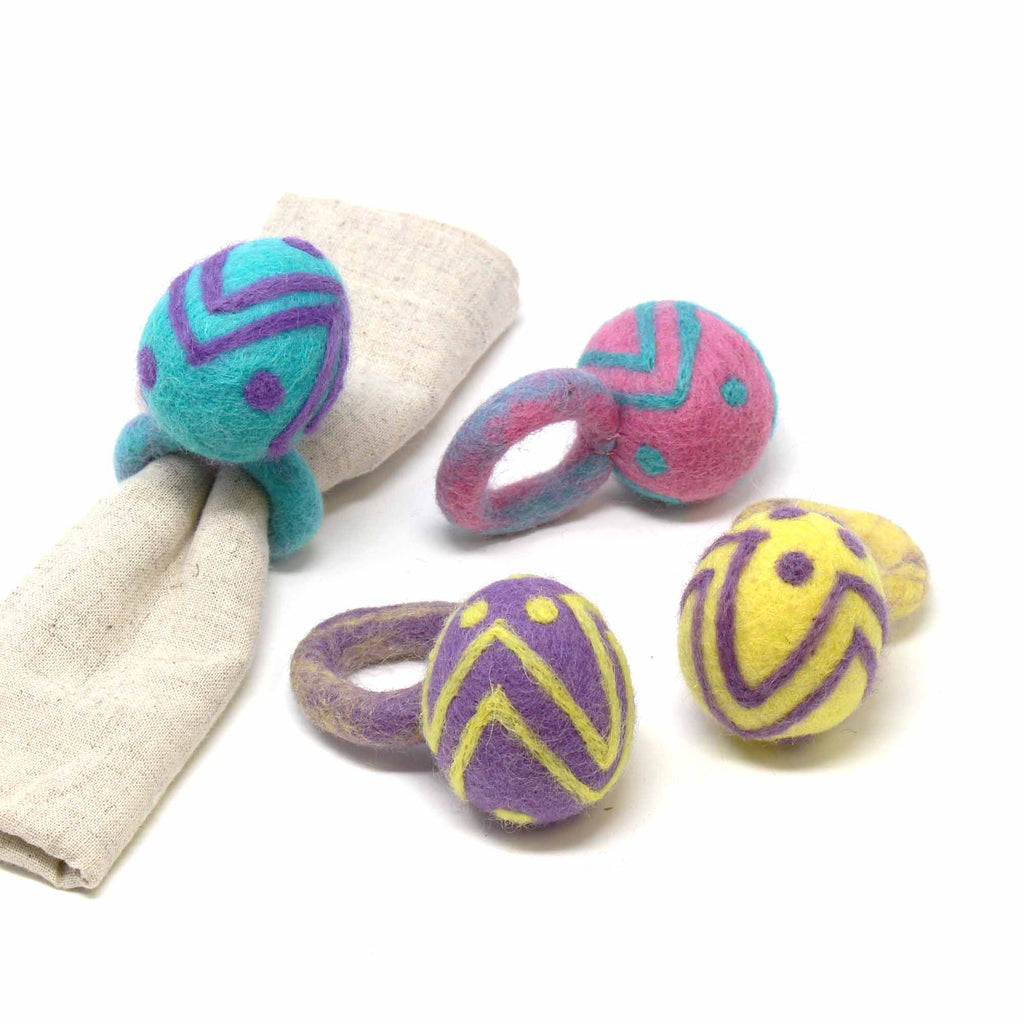 Easter Egg Napkin Rings, Set of Four Colors - Global Groove (T) - TheHomeToGo