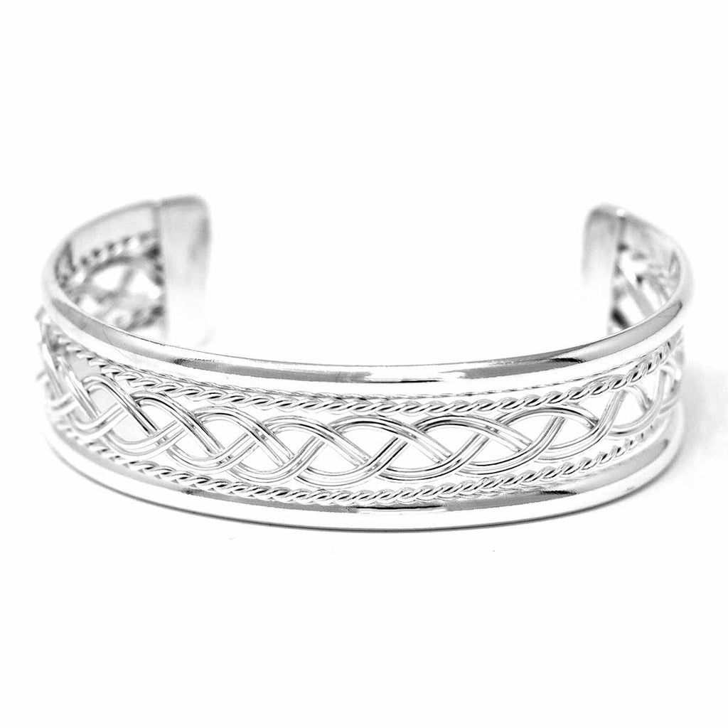 Silver Overlay Cuff Braided Design - Artisana - TheHomeToGo