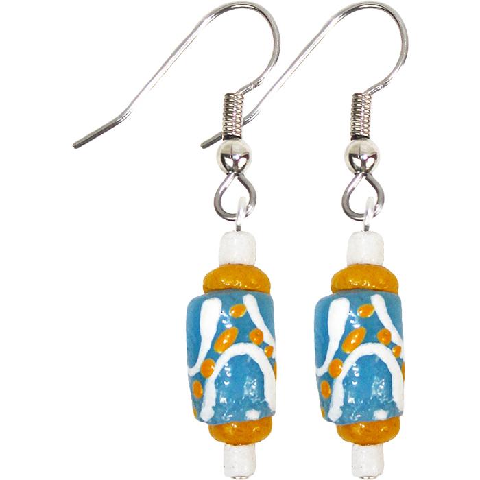 Hand Painted Earrings Light Blue - Global Mamas - TheHomeToGo