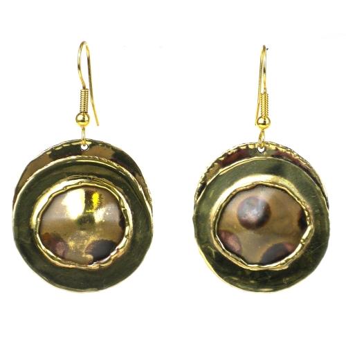 Encircled Spots Brass Earrings - Brass Images (E) - TheHomeToGo