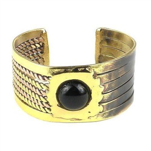 Onyx Ethnic Brass and Copper Cuff - Brass Images (C) - TheHomeToGo