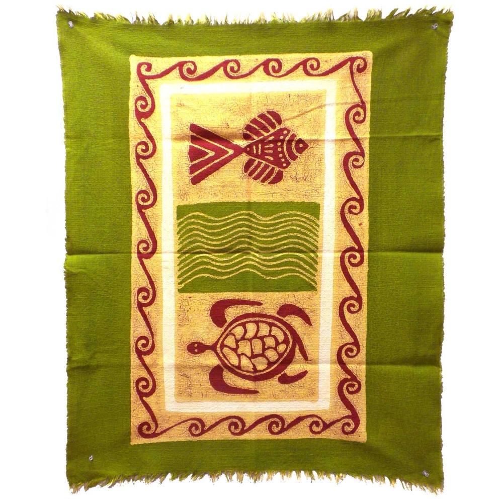 Sea Life Batik in Green/Yellow/Red - Tonga Textiles - TheHomeToGo