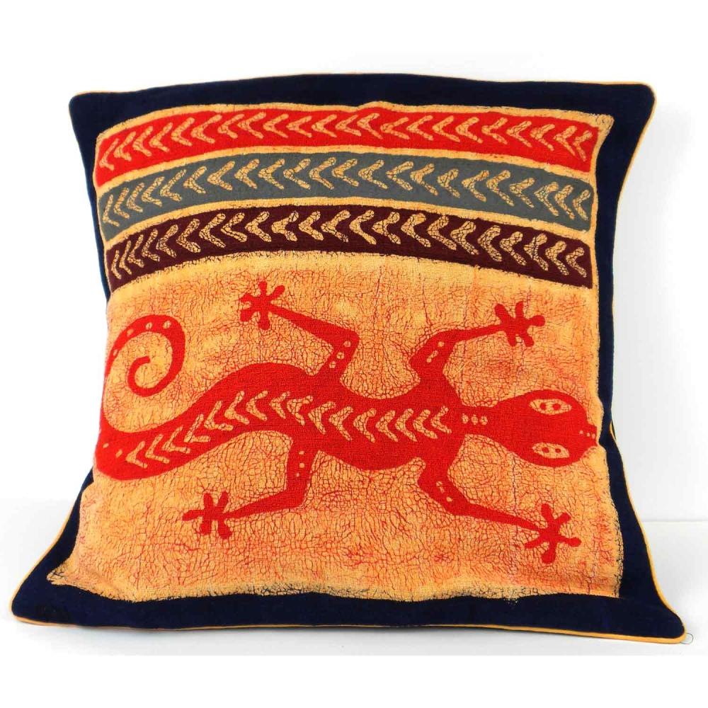 Handmade Colorful Lizard Cushion Cover - Tonga Textiles - TheHomeToGo