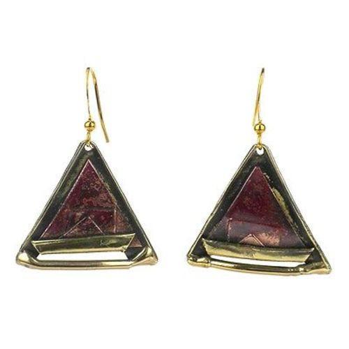 Copper and Brass Triangle Earrings - Brass Images (E) - TheHomeToGo