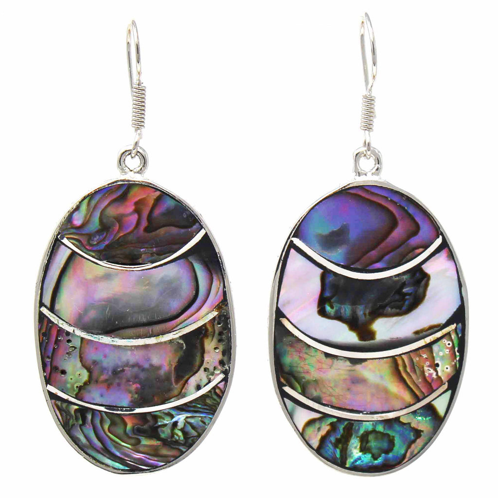 Banded Abalone Oval Earrings - TheHomeToGo