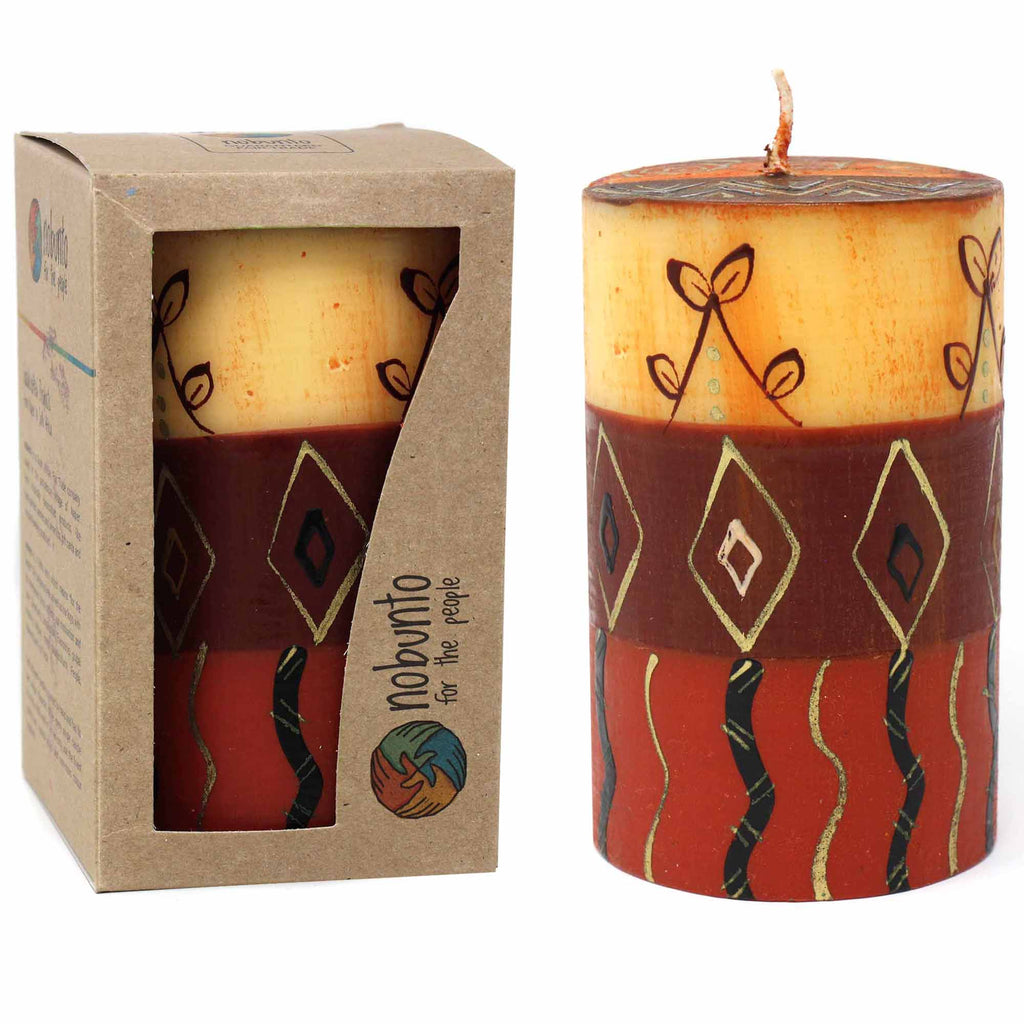 Single Boxed Hand-Painted Pillar Candle - Bongazi Design - Nobunto - TheHomeToGo